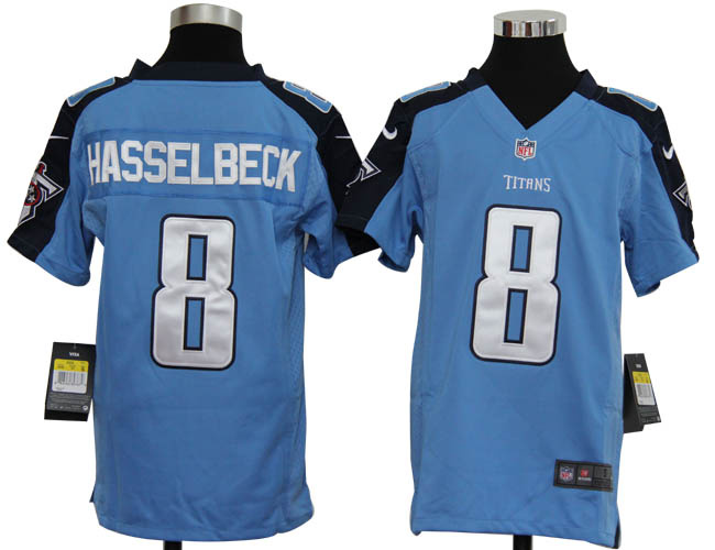 Tennessee Titans 8 Matt Hasselbeck Light Blue youths Team Nike Game Jersey